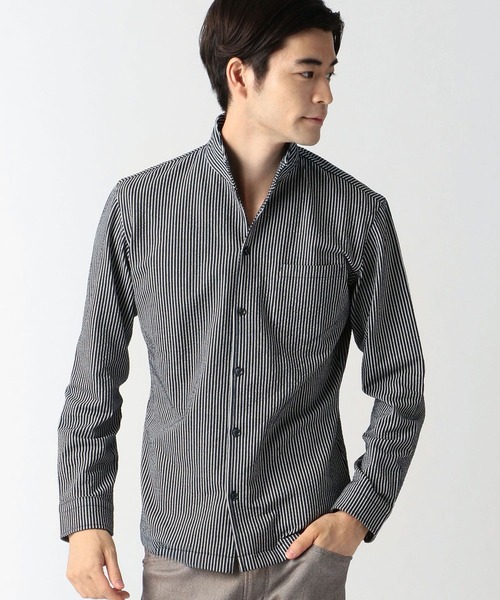 NICOLE CLUB FOR MEN（ニコルクラブフォーメン）の「【21年モデル】サッカ－イタリアンカラ－シャツ（シャツ/ブラウス・メンズ・ネイビー系1/ホワイト系1/ネイビー系2/ブラック系1・LARGE/MEDIUM/X-LARGE）」の18枚目の写真