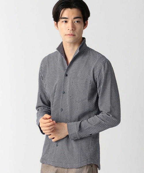 NICOLE CLUB FOR MEN（ニコルクラブフォーメン）の「【21年モデル】サッカ－イタリアンカラ－シャツ（シャツ/ブラウス・メンズ・ネイビー系1/ホワイト系1/ネイビー系2/ブラック系1・LARGE/MEDIUM/X-LARGE）」の10枚目の写真