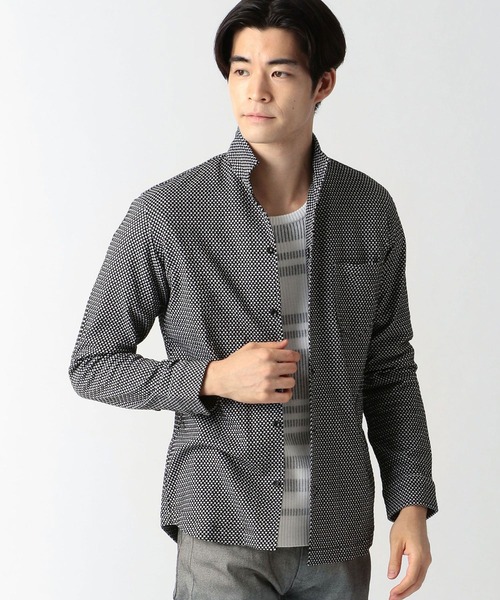 NICOLE CLUB FOR MEN（ニコルクラブフォーメン）の「【21年モデル】サッカ－イタリアンカラ－シャツ（シャツ/ブラウス・メンズ・ネイビー系1/ホワイト系1/ネイビー系2/ブラック系1・LARGE/MEDIUM/X-LARGE）」の5枚目の写真