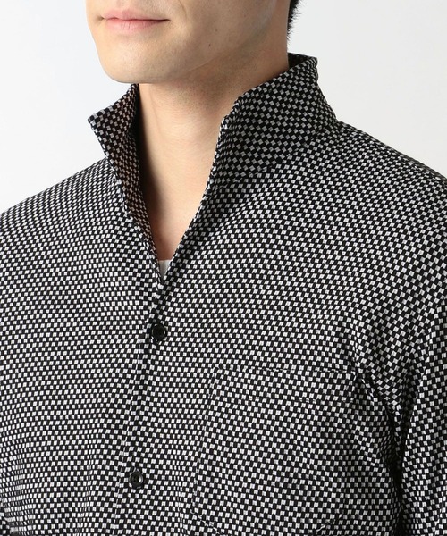 NICOLE CLUB FOR MEN（ニコルクラブフォーメン）の「【21年モデル】サッカ－イタリアンカラ－シャツ（シャツ/ブラウス・メンズ・ネイビー系1/ホワイト系1/ネイビー系2/ブラック系1・LARGE/MEDIUM/X-LARGE）」の13枚目の写真