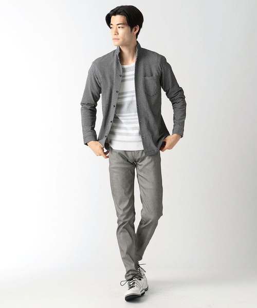 NICOLE CLUB FOR MEN（ニコルクラブフォーメン）の「【21年モデル】サッカ－イタリアンカラ－シャツ（シャツ/ブラウス・メンズ・ネイビー系1/ホワイト系1/ネイビー系2/ブラック系1・LARGE/MEDIUM/X-LARGE）」の8枚目の写真