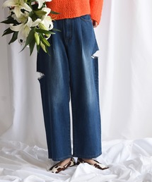 Alley by w closet | 【Alley】ダメージウエストタックパンツ(デニムパンツ)