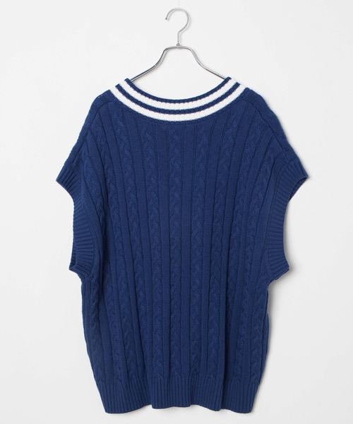 WEGO（ウィゴー）の「WEGO/ケーブルチルデンベスト（ベスト・メンズ・ホワイト/ベージュ/ブルー系その他・MEDIUM/LARGE）」の7枚目の写真