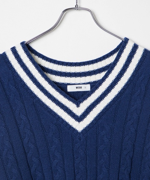 WEGO（ウィゴー）の「WEGO/ケーブルチルデンベスト（ベスト・メンズ・ホワイト/ベージュ/ブルー系その他・MEDIUM/LARGE）」の6枚目の写真