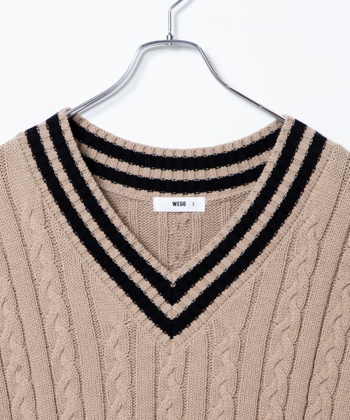WEGO（ウィゴー）の「WEGO/ケーブルチルデンベスト（ベスト・メンズ・ホワイト/ベージュ/ブルー系その他・MEDIUM/LARGE）」の9枚目の写真
