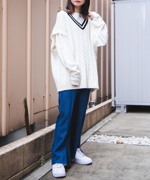 WEGO（ウィゴー）の「WEGO/ケーブルチルデンベスト（ベスト・メンズ・ホワイト/ベージュ/ブルー系その他・MEDIUM/LARGE）」の16枚目の写真