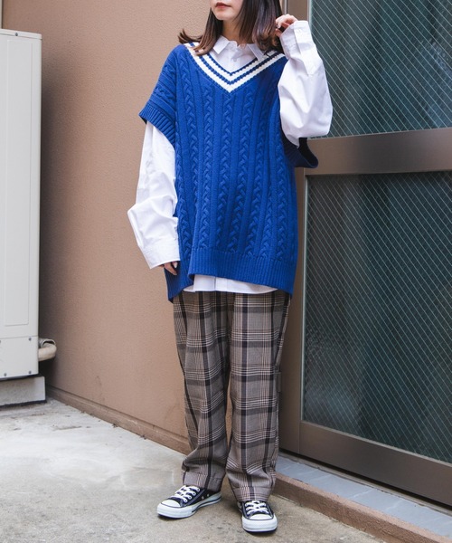 WEGO（ウィゴー）の「WEGO/ケーブルチルデンベスト（ベスト・メンズ・ホワイト/ベージュ/ブルー系その他・MEDIUM/LARGE）」の22枚目の写真