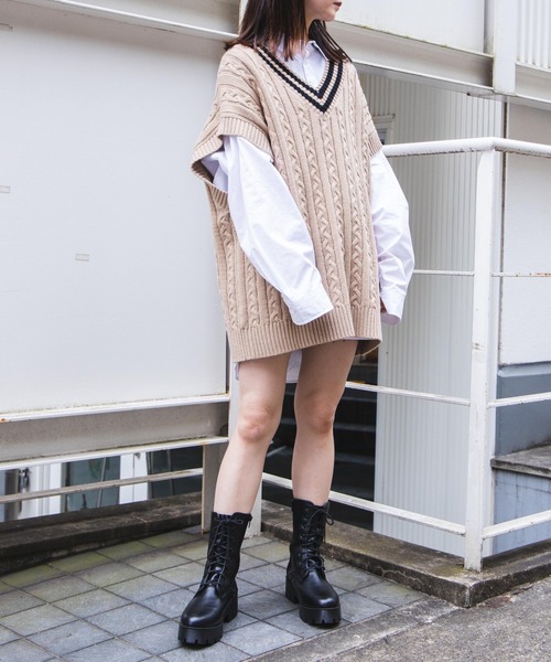 WEGO（ウィゴー）の「WEGO/ケーブルチルデンベスト（ベスト・メンズ・ホワイト/ベージュ/ブルー系その他・MEDIUM/LARGE）」の20枚目の写真