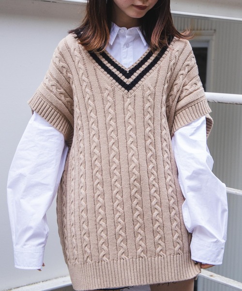 WEGO（ウィゴー）の「WEGO/ケーブルチルデンベスト（ベスト・メンズ・ホワイト/ベージュ/ブルー系その他・MEDIUM/LARGE）」の21枚目の写真