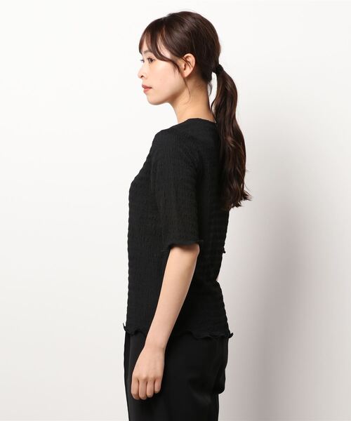 N.(N. Natural Beauty Basic)(エヌエヌナチュラルビューティーベーシック)の「シュリンクカットソー(Tシャツ/カットソー・レディース・ホワイト/ブラック・MEDIUM)」の3枚目の写真