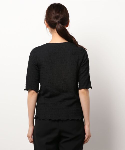 N.(N. Natural Beauty Basic)(エヌエヌナチュラルビューティーベーシック)の「シュリンクカットソー(Tシャツ/カットソー・レディース・ホワイト/ブラック・MEDIUM)」の4枚目の写真