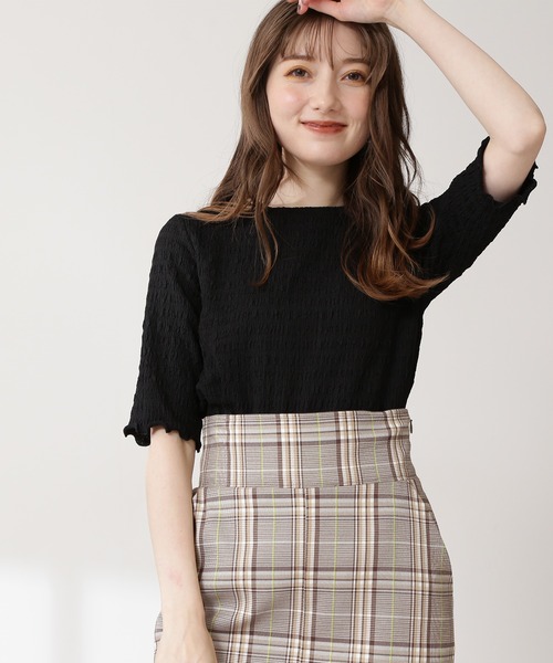 N.(N. Natural Beauty Basic)(エヌエヌナチュラルビューティーベーシック)の「シュリンクカットソー(Tシャツ/カットソー・レディース・ホワイト/ブラック・MEDIUM)」の1枚目の写真