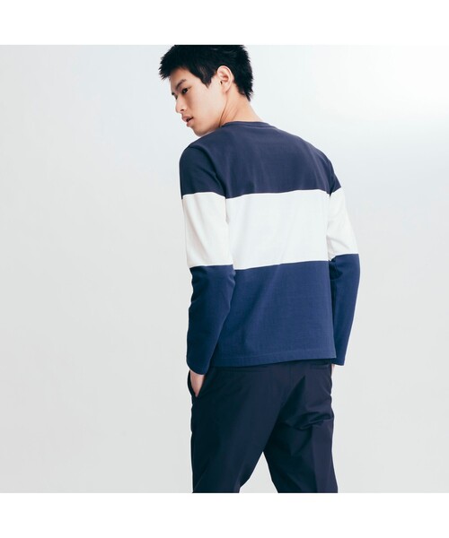 AIGLE(エーグル)の「吸水速乾 3 GIB カラーブロック 長袖Tシャツ(Tシャツ/カットソー・メンズ・ダークネイビー/マスタード・LL/S/M/L)」の16枚目の写真