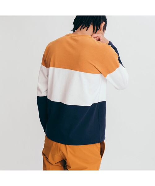 AIGLE(エーグル)の「吸水速乾 3 GIB カラーブロック 長袖Tシャツ(Tシャツ/カットソー・メンズ・ダークネイビー/マスタード・LL/S/M/L)」の6枚目の写真