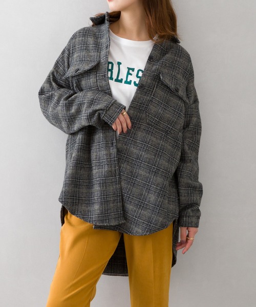 SpRay（スプレイ）の「チェックＣＰＯシャツジャケット（テーラードジャケット・レディース・ホワイト×ブラック/チャコールグレー/モカ・FREE）」の9枚目の写真