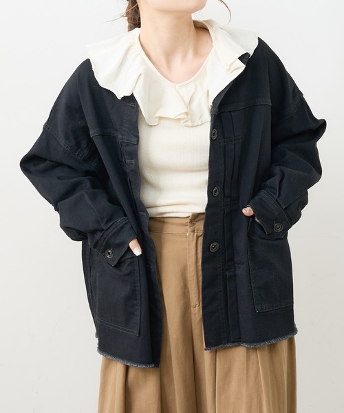 PUAL CE CIN（ピュアルセシン）の「ジャガードリブBIG襟プルオーバー（Tシャツ/カットソー・レディース・ブラック/グレー/ナチュラル・FREE）」の7枚目の写真