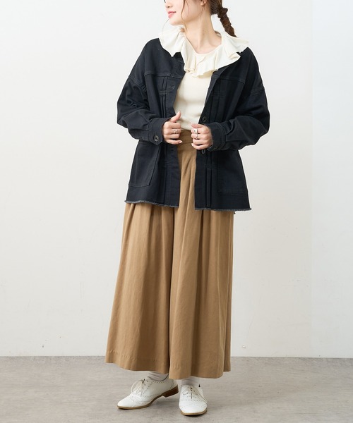 PUAL CE CIN（ピュアルセシン）の「ジャガードリブBIG襟プルオーバー（Tシャツ/カットソー・レディース・ブラック/グレー/ナチュラル・FREE）」の4枚目の写真