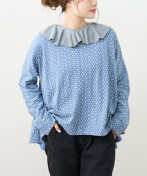 PUAL CE CIN（ピュアルセシン）の「ジャガードリブBIG襟プルオーバー（Tシャツ/カットソー・レディース・ブラック/グレー/ナチュラル・FREE）」の13枚目の写真