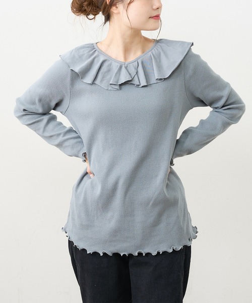 PUAL CE CIN（ピュアルセシン）の「ジャガードリブBIG襟プルオーバー（Tシャツ/カットソー・レディース・ブラック/グレー/ナチュラル・FREE）」の19枚目の写真