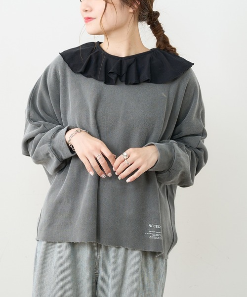 PUAL CE CIN（ピュアルセシン）の「ジャガードリブBIG襟プルオーバー（Tシャツ/カットソー・レディース・ブラック/グレー/ナチュラル・FREE）」の11枚目の写真