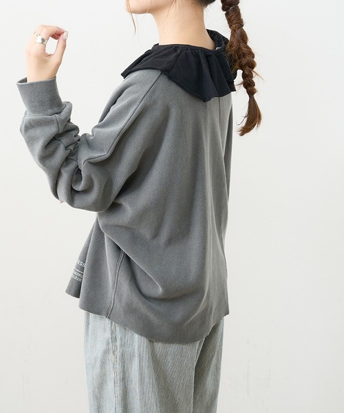 PUAL CE CIN（ピュアルセシン）の「ジャガードリブBIG襟プルオーバー（Tシャツ/カットソー・レディース・ブラック/グレー/ナチュラル・FREE）」の14枚目の写真