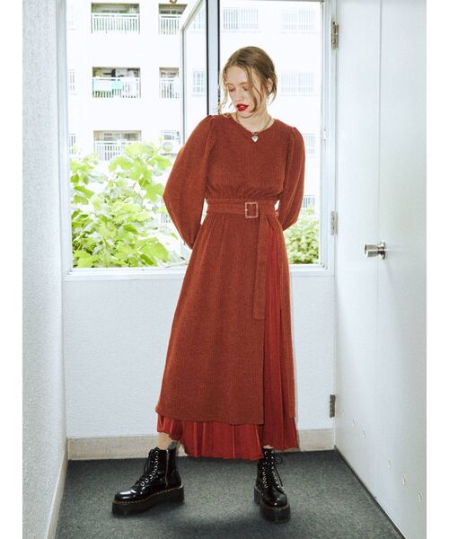 jouetie（ジュエティ）の「スリットレイヤードワンピース【セットアイテム】（ワンピース・レディース・ブラック/ブラウン/ブルー・MEDIUM）」の7枚目の写真