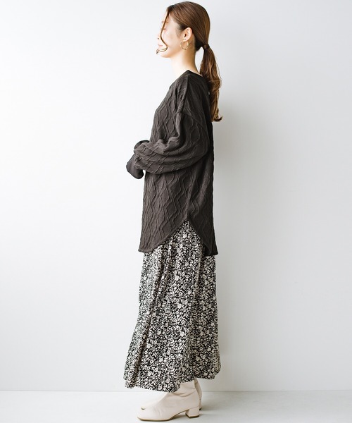 haco!（ハコ）の「ゆるっと着てちゃっかり着映える　ニットみたいなふくれ織りがおしゃれなジャカードトップス（その他トップス・レディース・アイボリー/ブラック・SMALL/MEDIUM/LARGE/X-LARGE）」の17枚目の写真