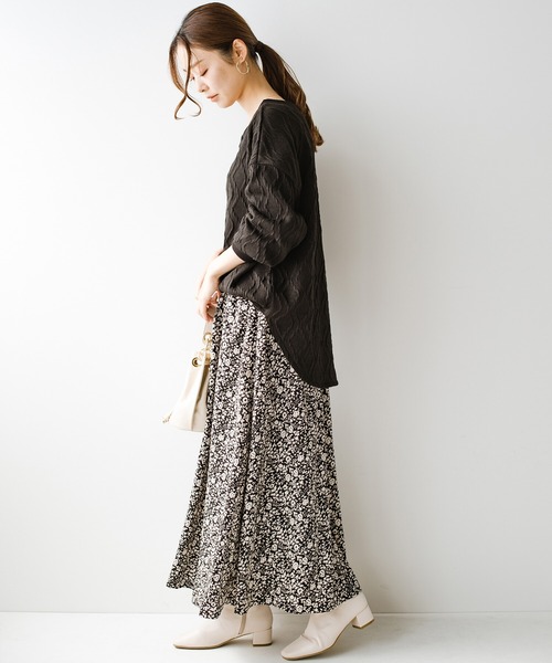 haco!（ハコ）の「ゆるっと着てちゃっかり着映える　ニットみたいなふくれ織りがおしゃれなジャカードトップス（その他トップス・レディース・アイボリー/ブラック・SMALL/MEDIUM/LARGE/X-LARGE）」の13枚目の写真