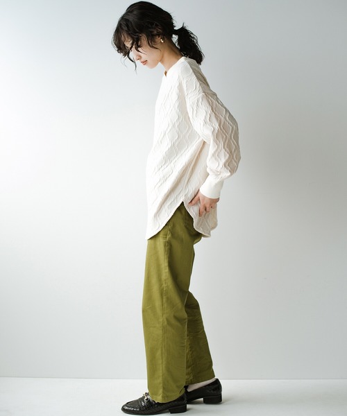 haco!（ハコ）の「ゆるっと着てちゃっかり着映える　ニットみたいなふくれ織りがおしゃれなジャカードトップス（その他トップス・レディース・アイボリー/ブラック・SMALL/MEDIUM/LARGE/X-LARGE）」の22枚目の写真