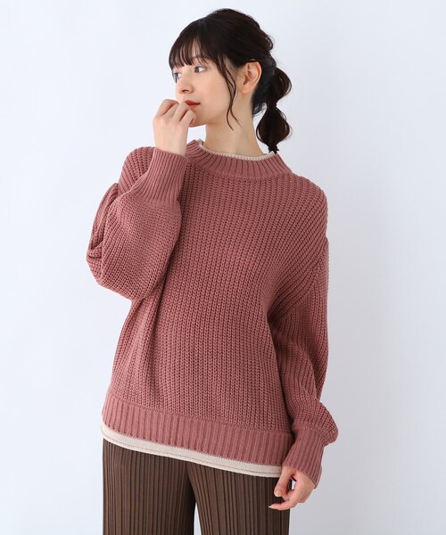 DRESKIP（ドレスキップ）の「◆プチプラ配色ニット（ニット/セーター・レディース・ブラック/サンドベージュ/ブラウン系その他2/ピンク系・02/03）」の4枚目の写真