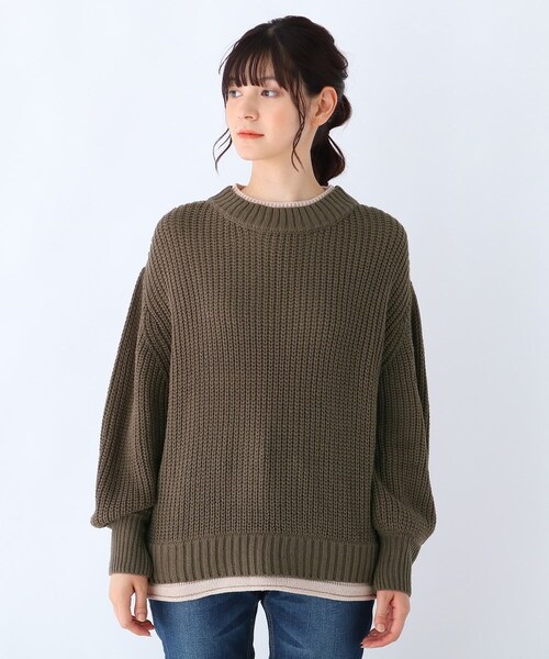 DRESKIP（ドレスキップ）の「◆プチプラ配色ニット（ニット/セーター・レディース・ブラック/サンドベージュ/ブラウン系その他2/ピンク系・02/03）」の5枚目の写真