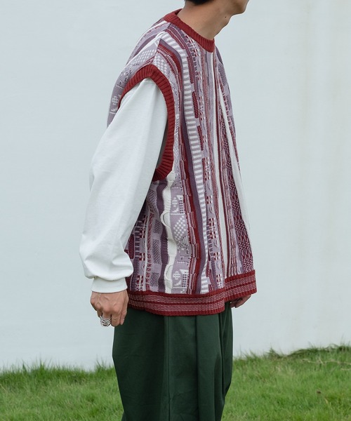 kutir（クティール）の「デザインニットベスト（ベスト・メンズ・ブラック/ブルー/グリーン/ボルドー・MEDIUM/LARGE）」の21枚目の写真