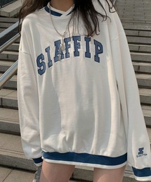 SIAFFIPロゴVネック配色ラインスウェットトレーナー【ZOZOTOWN限定】