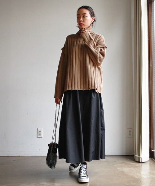 feepur（フェピュール）の「《ウォッシャブル》ダメージリブハイネックニット（ニット/セーター・レディース・ブラック/エンジ/オフホワイト/カーキ/グリーン・MEDIUM）」の11枚目の写真