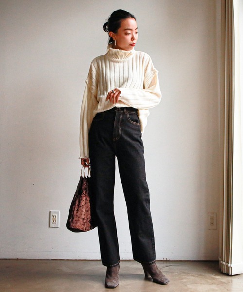 feepur（フェピュール）の「《ウォッシャブル》ダメージリブハイネックニット（ニット/セーター・レディース・ブラック/エンジ/オフホワイト/カーキ/グリーン・MEDIUM）」の17枚目の写真