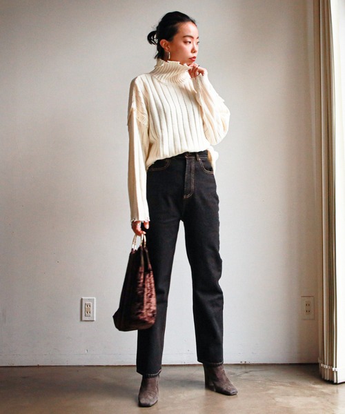 feepur（フェピュール）の「《ウォッシャブル》ダメージリブハイネックニット（ニット/セーター・レディース・ブラック/エンジ/オフホワイト/カーキ/グリーン・MEDIUM）」の18枚目の写真