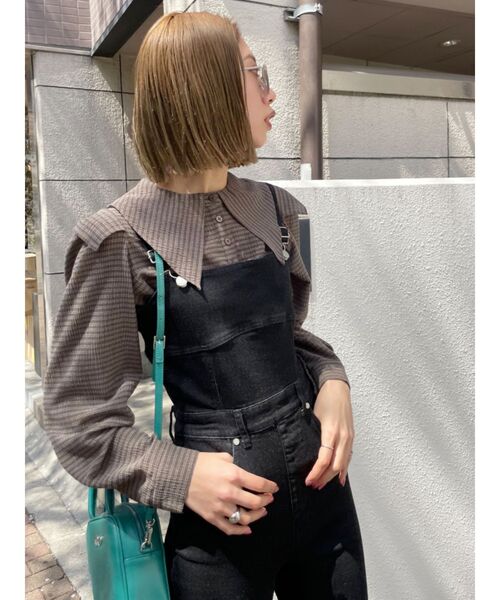 EMODA（エモダ）の「ビッグカラーロングトップ（シャツ/ブラウス・レディース・ホワイト/ブラック/ブラウン/マスタード・FREE）」の19枚目の写真