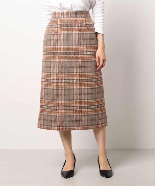 Te chichi TERRASSE(テチチテラス)の「チェックタイトスカート(スカート・レディース・ブラック/ベージュ/モカ・SMALL/MEDIUM)」の1枚目の写真