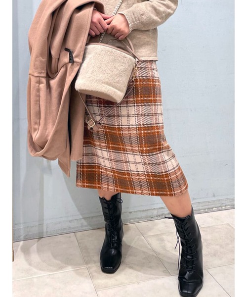 Te chichi TERRASSE(テチチテラス)の「チェックタイトスカート(スカート・レディース・ブラック/ベージュ/モカ・SMALL/MEDIUM)」の3枚目の写真