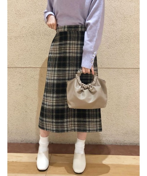 Te chichi TERRASSE(テチチテラス)の「チェックタイトスカート(スカート・レディース・ブラック/ベージュ/モカ・SMALL/MEDIUM)」の2枚目の写真