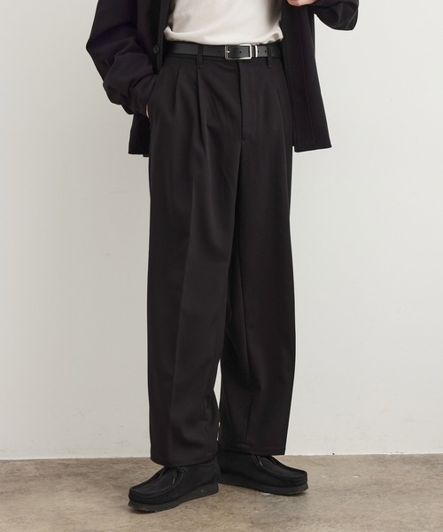 JUNRED（ジュンレッド）の「ワタ染めTR2タックワイドストレートパンツ（スラックス・メンズ・ブラック/オフホワイト/ブルー系その他4・S/M/L）」の3枚目の写真