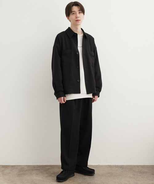 JUNRED（ジュンレッド）の「ワタ染めTR2タックワイドストレートパンツ（スラックス・メンズ・ブラック/オフホワイト/ブルー系その他4・S/M/L）」の4枚目の写真