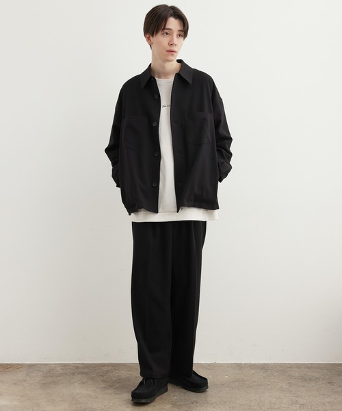 JUNRED（ジュンレッド）の「ワタ染めTR2タックワイドストレートパンツ（スラックス・メンズ・ブラック/オフホワイト/ブルー系その他4・S/M/L）」の5枚目の写真