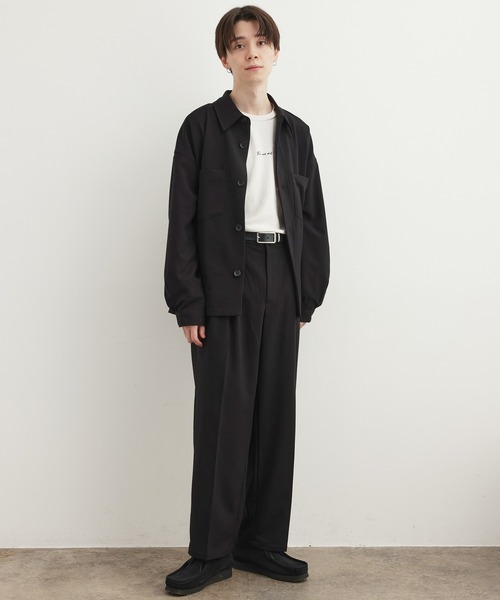 JUNRED（ジュンレッド）の「ワタ染めTR2タックワイドストレートパンツ（スラックス・メンズ・ブラック/オフホワイト/ブルー系その他4・S/M/L）」の6枚目の写真