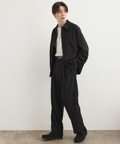 JUNRED（ジュンレッド）の「ワタ染めTR2タックワイドストレートパンツ（スラックス・メンズ・ブラック/オフホワイト/ブルー系その他4・S/M/L）」の7枚目の写真