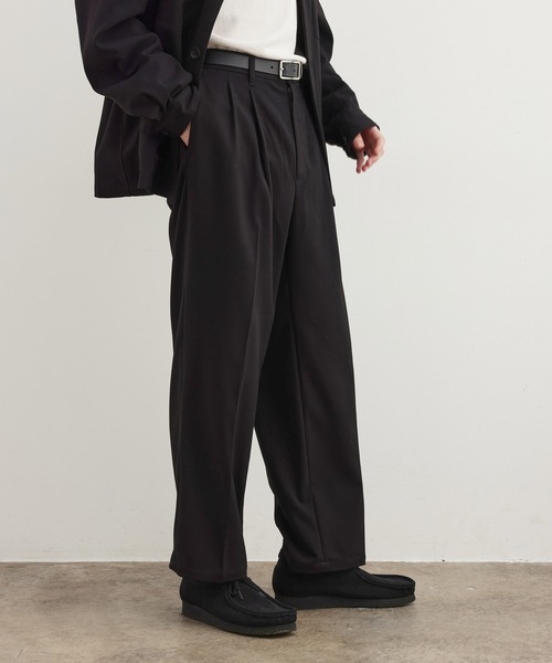 JUNRED（ジュンレッド）の「ワタ染めTR2タックワイドストレートパンツ（スラックス・メンズ・ブラック/オフホワイト/ブルー系その他4・S/M/L）」の8枚目の写真