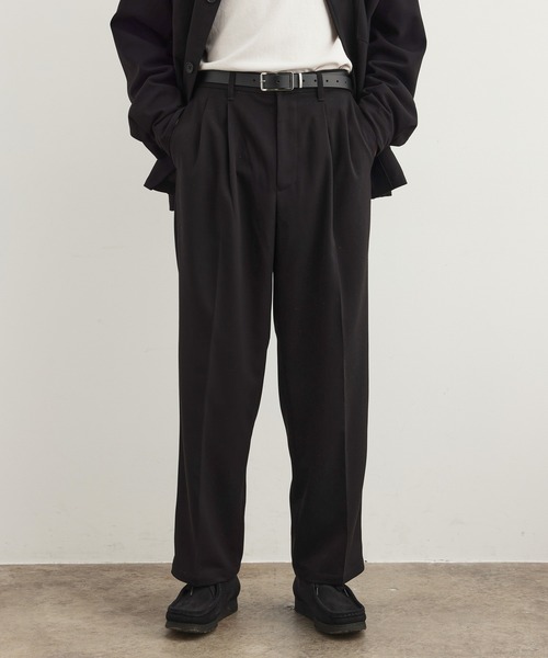 JUNRED（ジュンレッド）の「ワタ染めTR2タックワイドストレートパンツ（スラックス・メンズ・ブラック/オフホワイト/ブルー系その他4・S/M/L）」の9枚目の写真