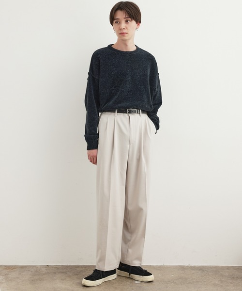 JUNRED（ジュンレッド）の「ワタ染めTR2タックワイドストレートパンツ（スラックス・メンズ・ブラック/オフホワイト/ブルー系その他4・S/M/L）」の10枚目の写真