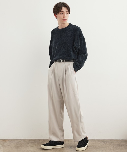 JUNRED（ジュンレッド）の「ワタ染めTR2タックワイドストレートパンツ（スラックス・メンズ・ブラック/オフホワイト/ブルー系その他4・S/M/L）」の11枚目の写真