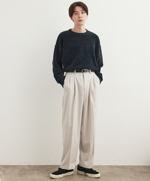 JUNRED（ジュンレッド）の「ワタ染めTR2タックワイドストレートパンツ（スラックス・メンズ・ブラック/オフホワイト/ブルー系その他4・S/M/L）」の12枚目の写真